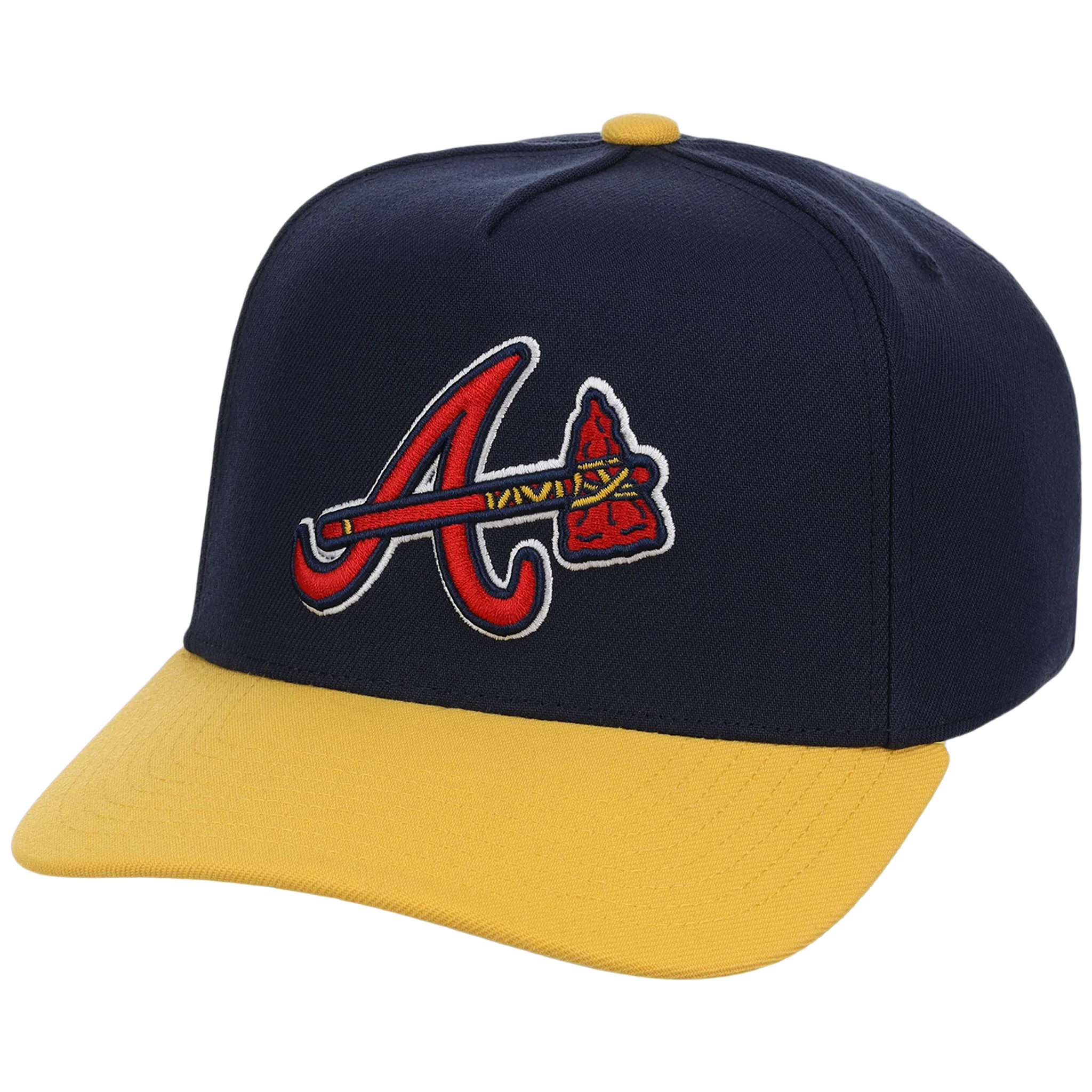 Atlanta Braves Mitchell & Ness MLB 'Era Flip' Heritage Series Pro Pinch - Navy/Yellow - Image 4