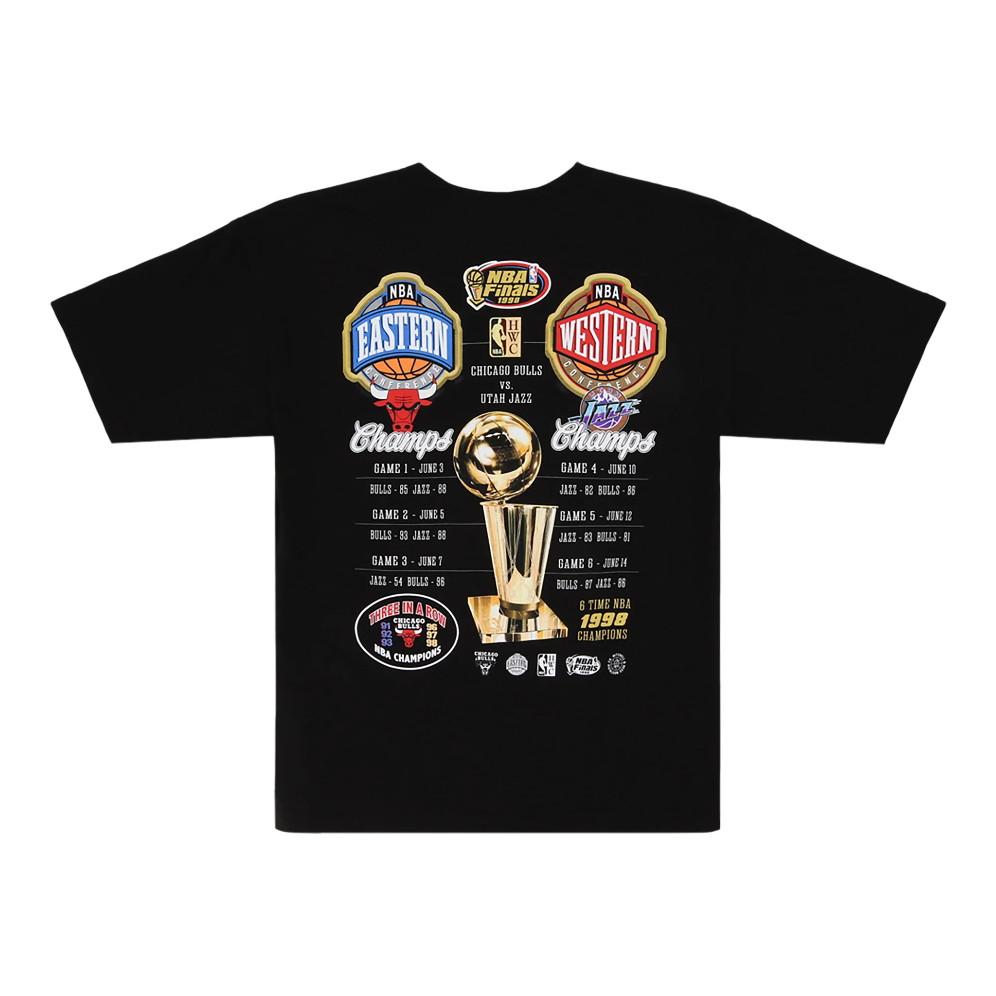 Chicago Bulls vs Utah Jazz 1998 NBA Historic Finals Mitchell & Ness T-Shirt - Players - Image 2
