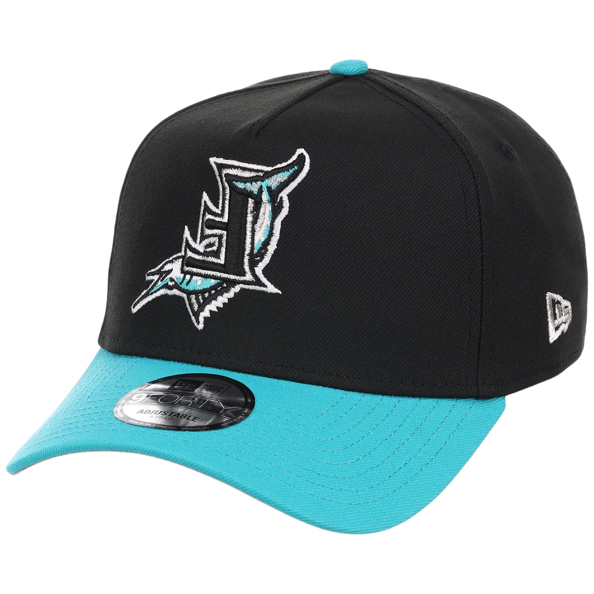 Florida Marlins MLB Flipmode 2.0 New Era 9FORTY A-Frame (Black/Teal/Gray) - Image 4