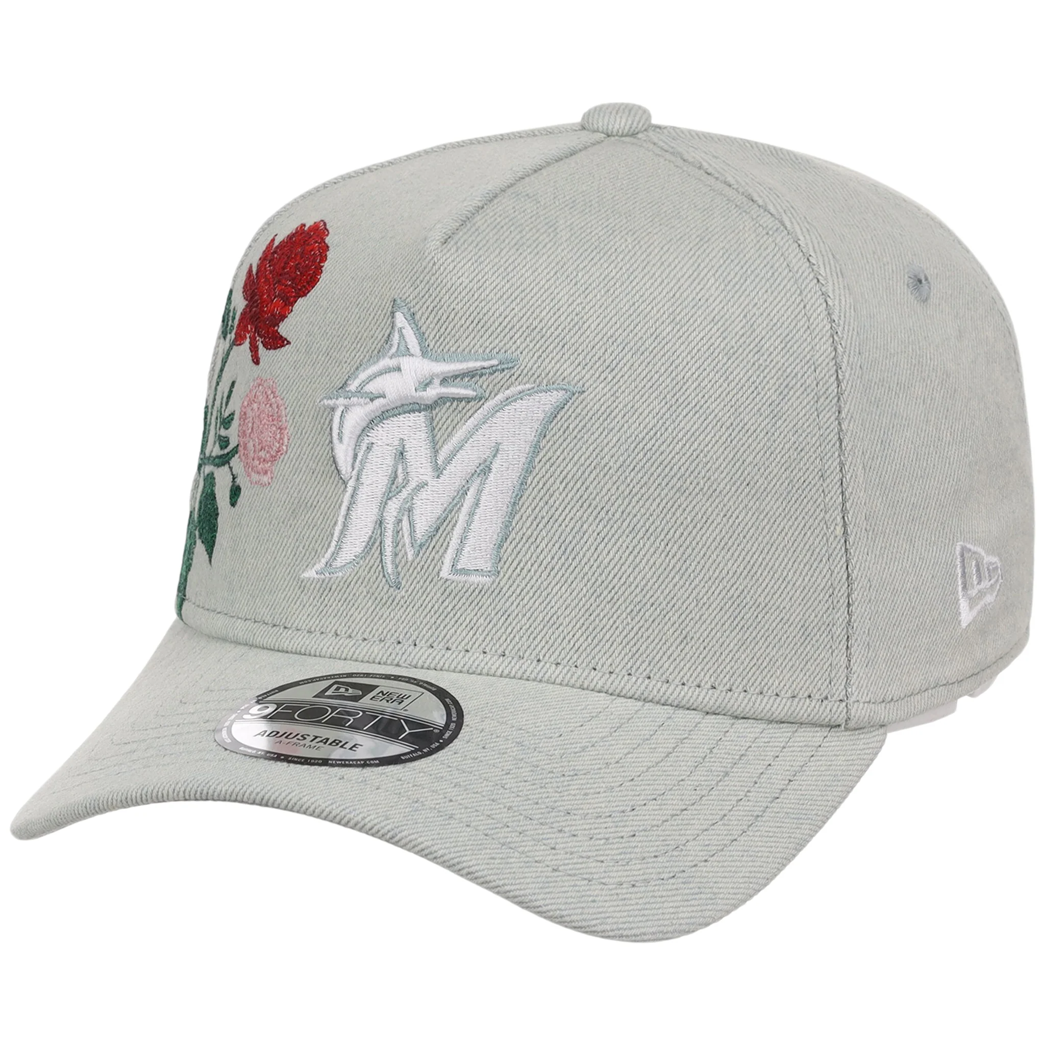 Miami Marlins MLB Denim Flower New Era 9FORTY - Image 4