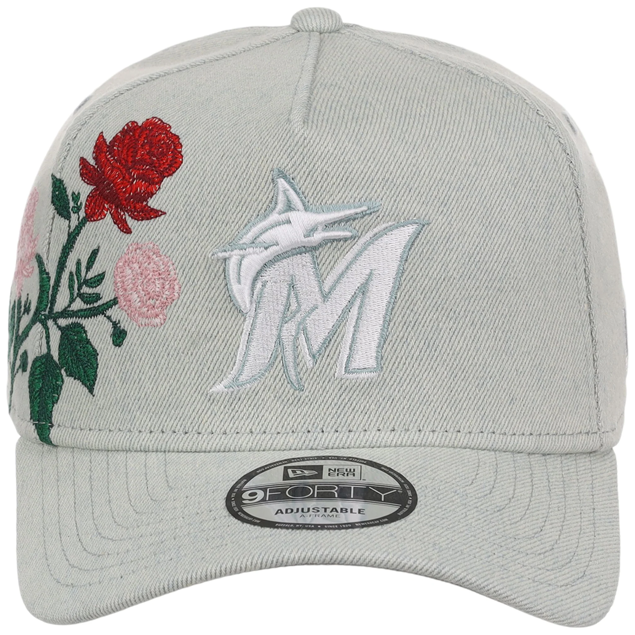 Miami Marlins MLB Denim Flower New Era 9FORTY - Image 5