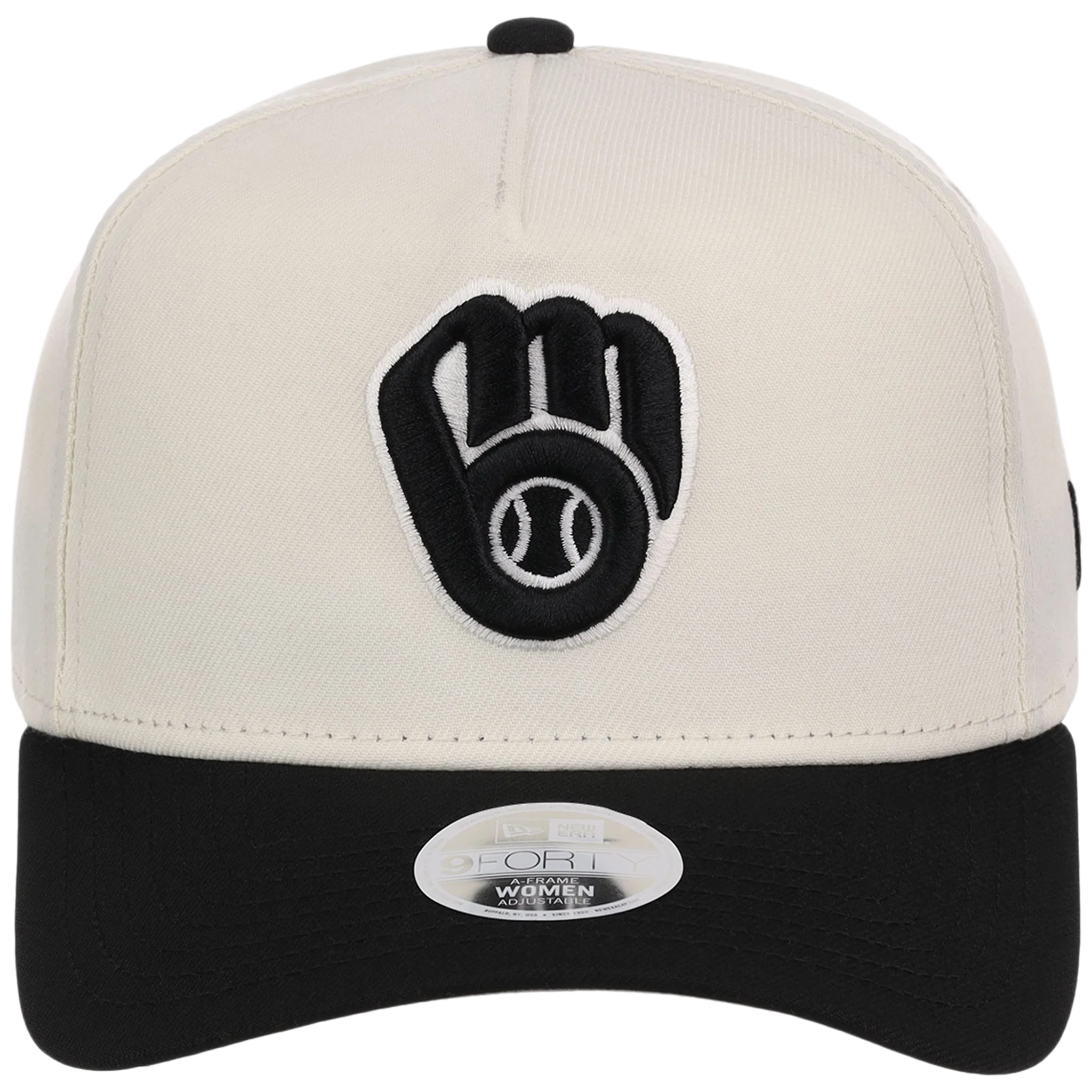 Milwaukee Brewers Women's New Era 9FORTY Chrome x Black A-Frame - Image 5