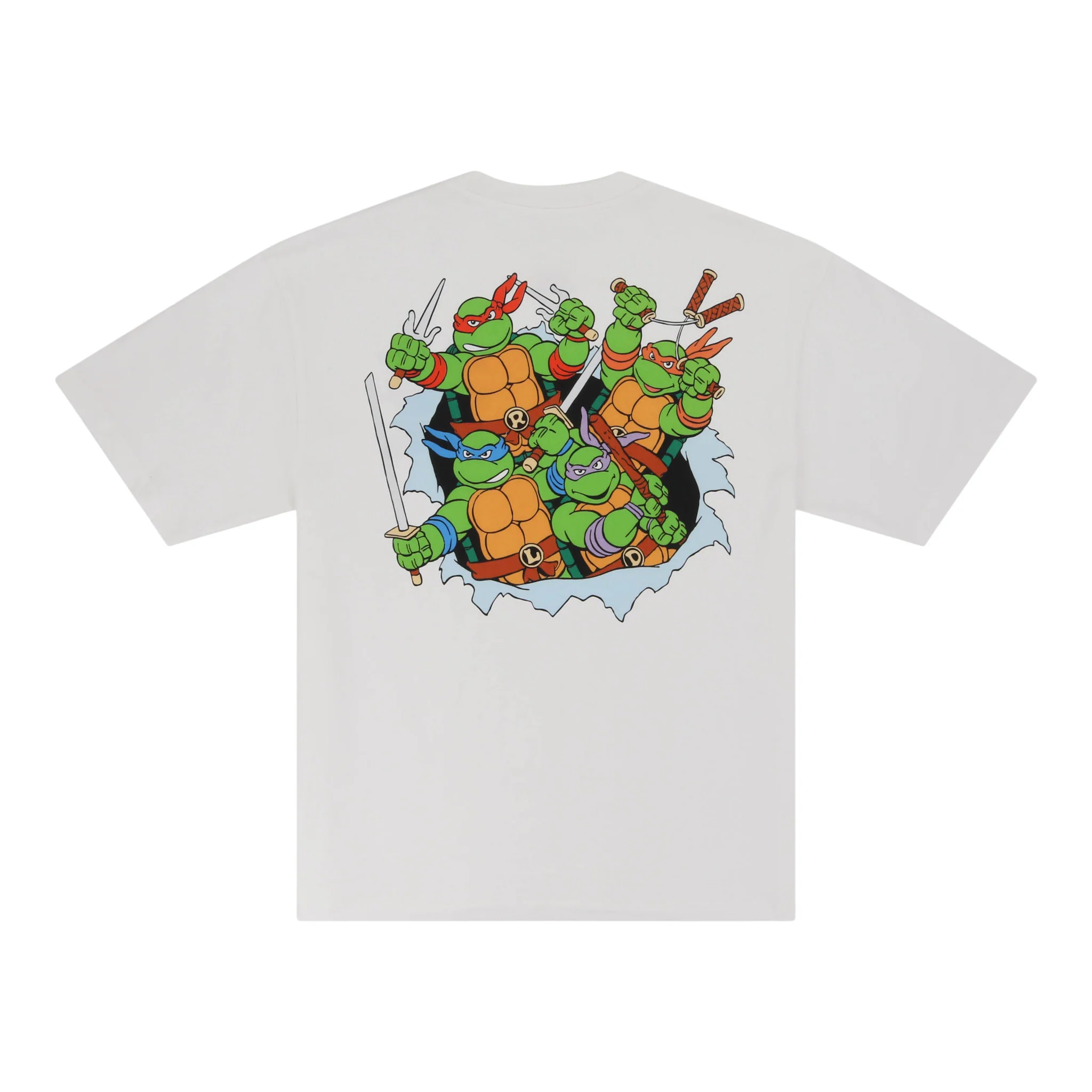 SATURDAY MORNING CARTOONS: TEENAGE MUTANT NINJA TURTLES - Character White Graphic T-Shirt - Image 2